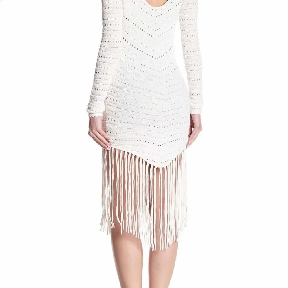 Ronny Kobo Designer White Boho Festival Crochet Fringed Dress NWOT XS - Picture 4 of 4